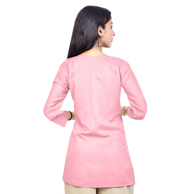 Trendy Red Embroidered Rayon Short Kurti for Women | Stylish Party & Casual Wear Top