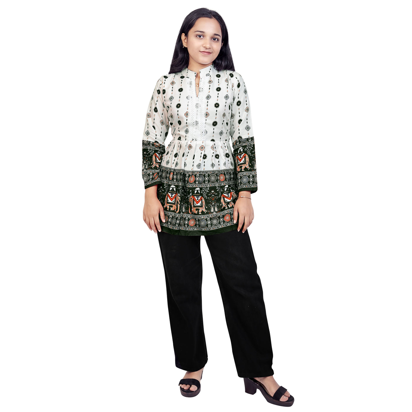 Elegant White & Red Printed Short Kurti for Women | Designer Ethnic & Casual Wear Top