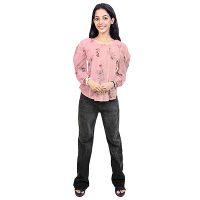 Stylish Floral Print Georgette Short Kurti Top for Girls & Women – Casual & Party Wear