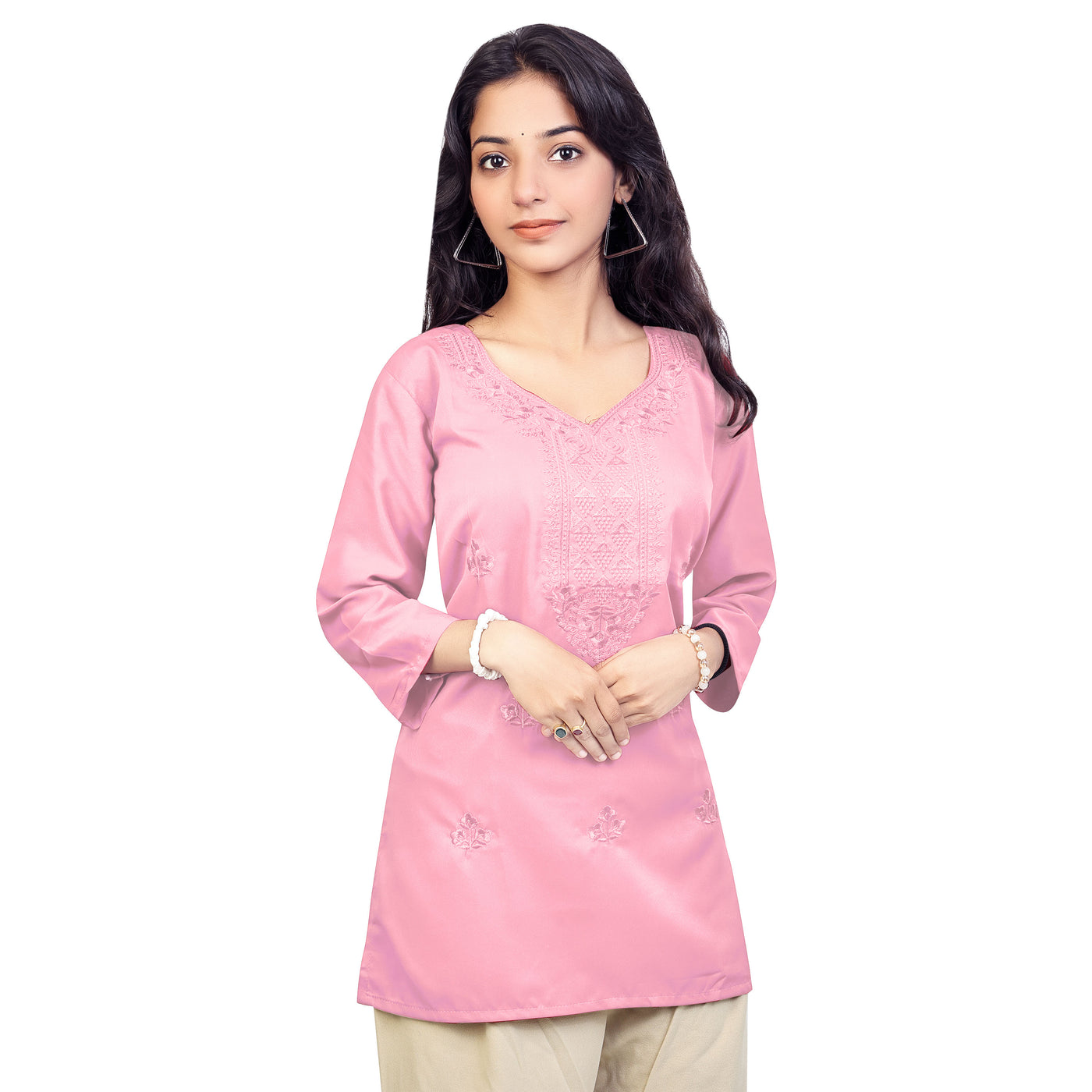 Trendy Red Embroidered Rayon Short Kurti for Women | Stylish Party & Casual Wear Top