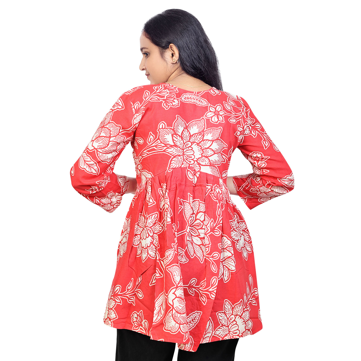 Women & Girls Short Kurti – Stylish Floral Print Cotton Tunic for Casual & Office Wear