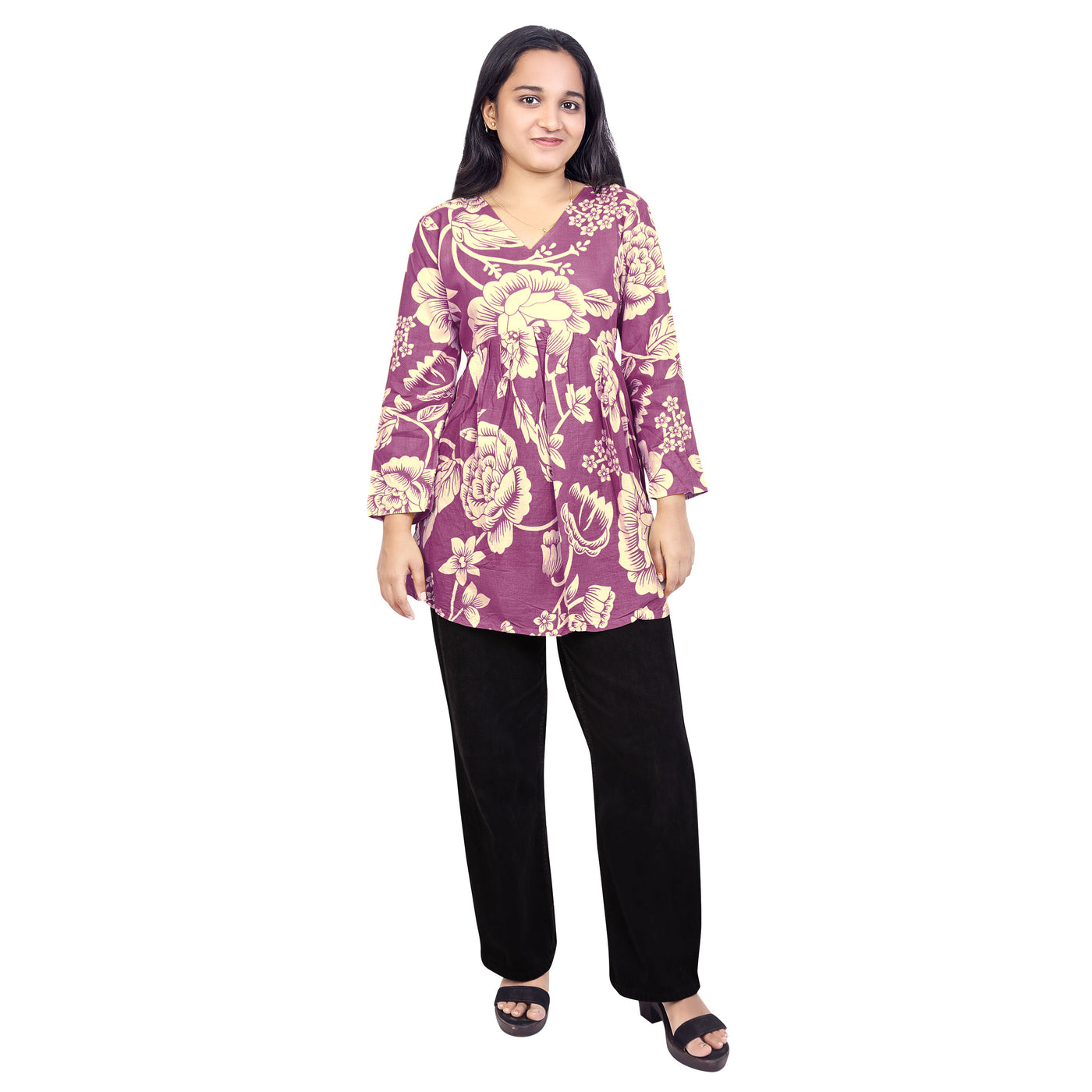 Floral Printed Short Kurti for Women & Girls – Stylish Daily Wear Top