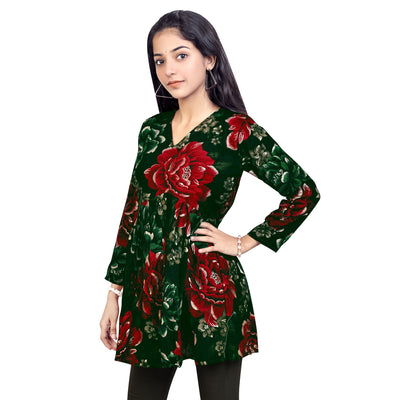 Floral Print Short Kurti for Women & Girls | Stylish Casual Wear Tunic Top