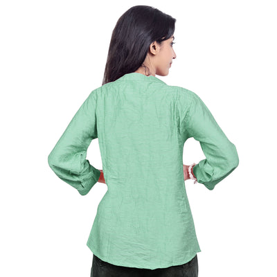 Women’s Cotton Kurti Top – Casual & Office Wear 3/4 Sleeve Pleated Tunic