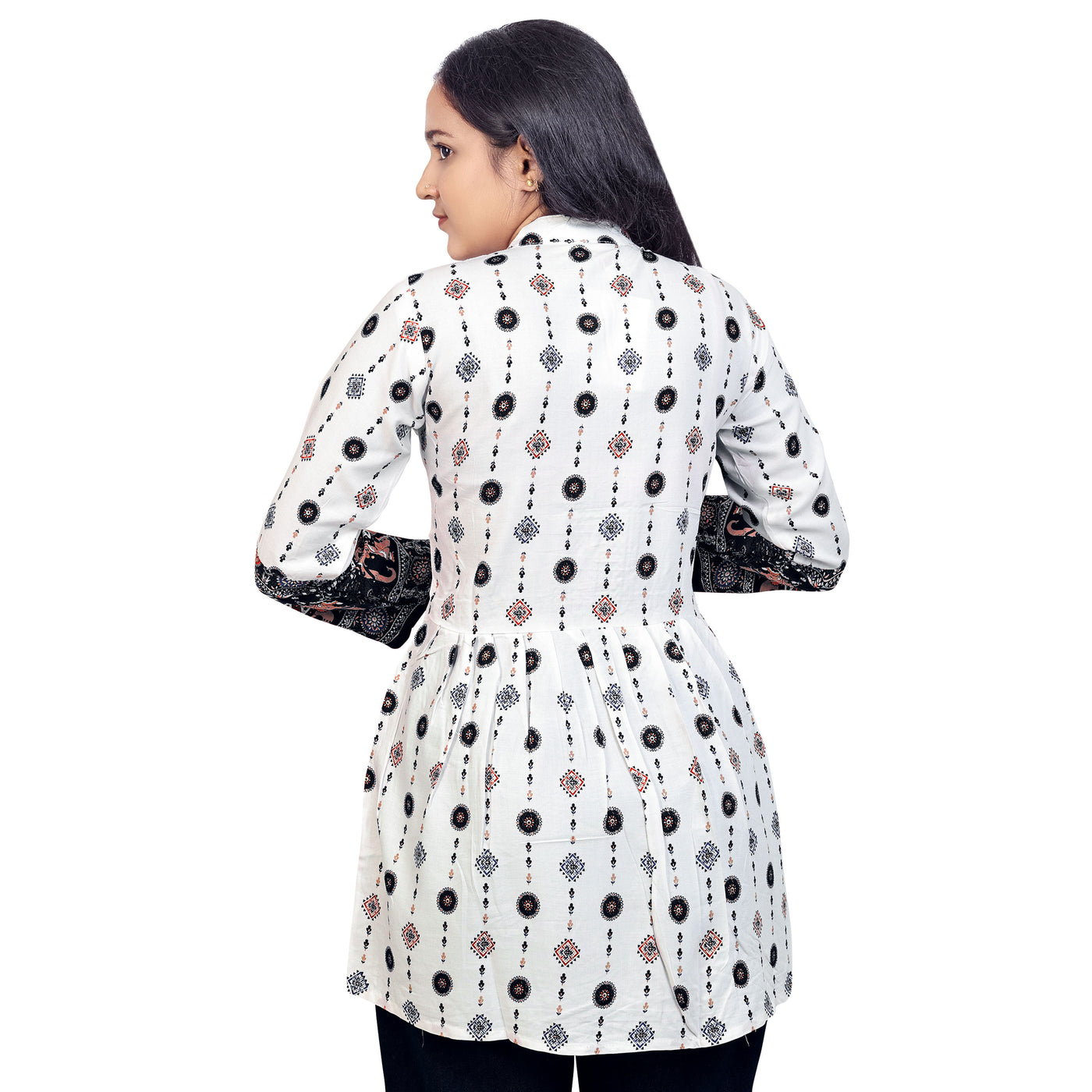 Elegant White & Red Printed Short Kurti for Women | Designer Ethnic & Casual Wear Top