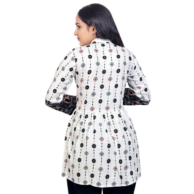 Elegant White & Red Printed Short Kurti for Women | Designer Ethnic & Casual Wear Top