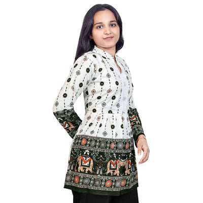 Elegant White & Red Printed Short Kurti for Women | Designer Ethnic & Casual Wear Top