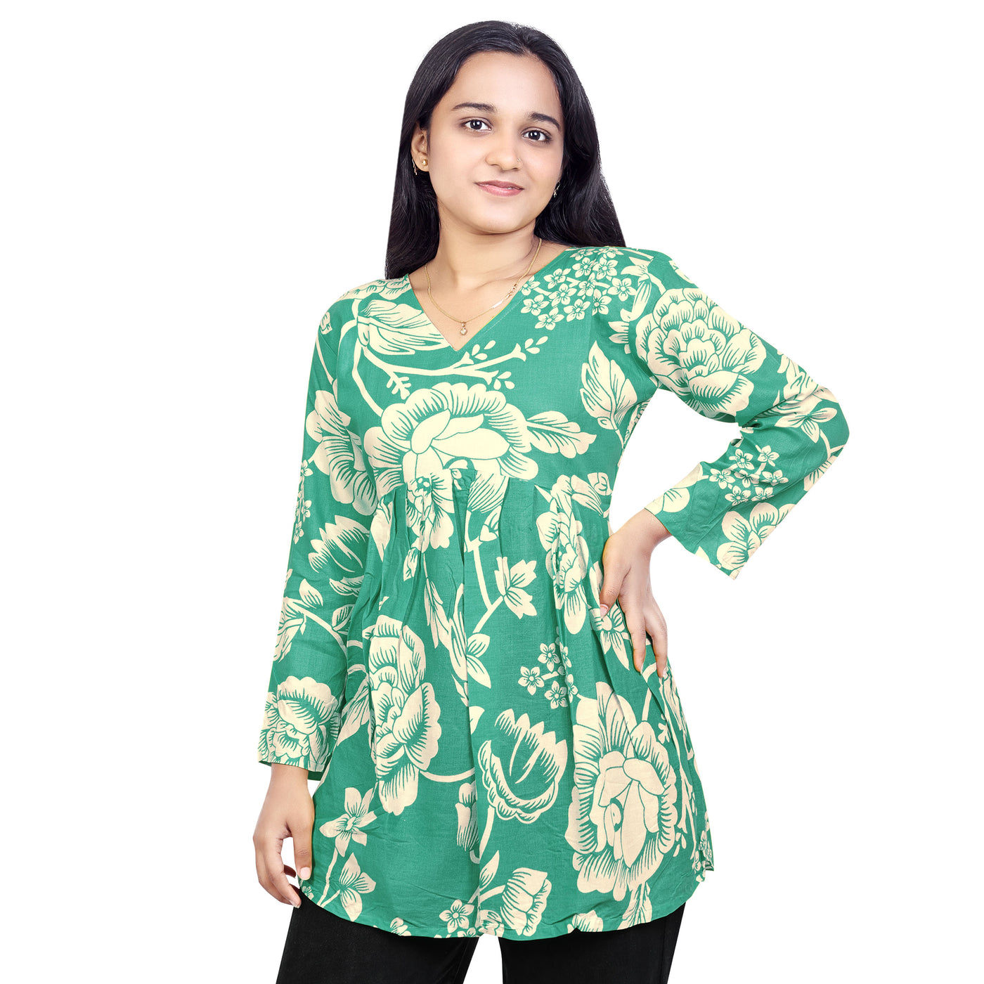 Floral Printed Short Kurti for Women & Girls – Stylish Daily Wear Top