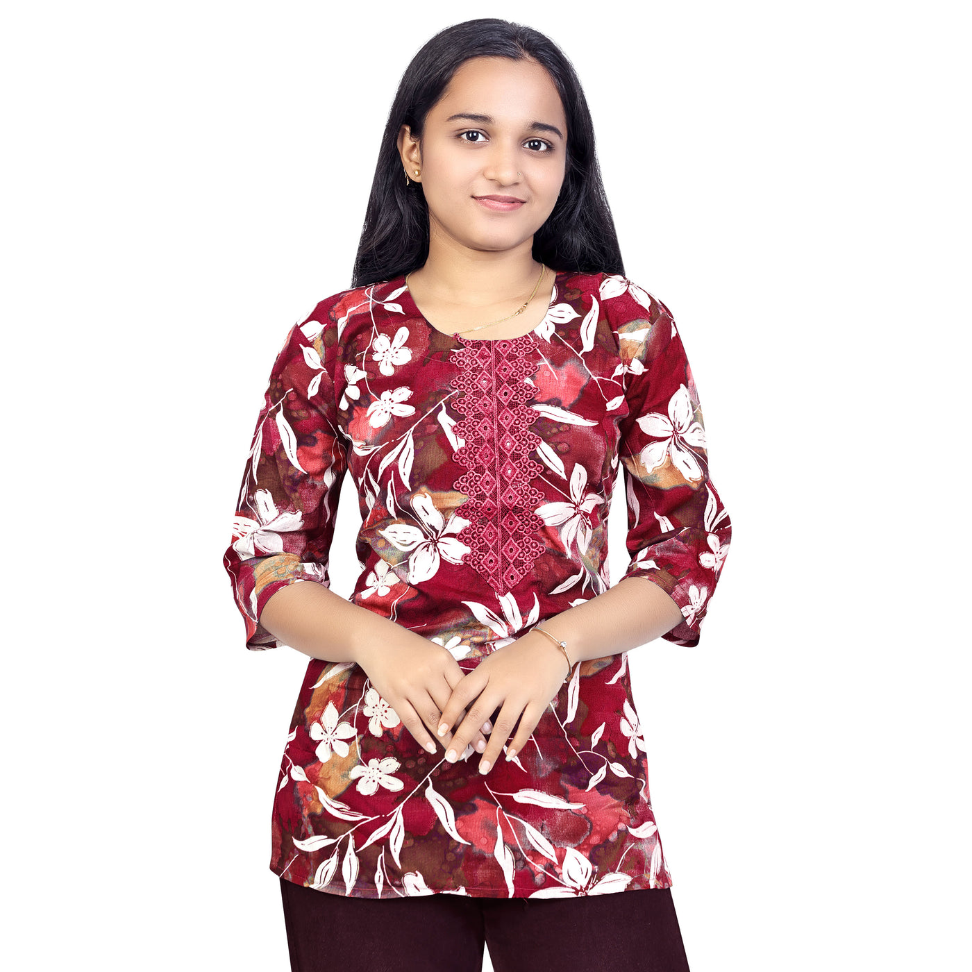 Trendy Floral Printed Short Kurti for Women & Girls – Casual & Ethnic Wear