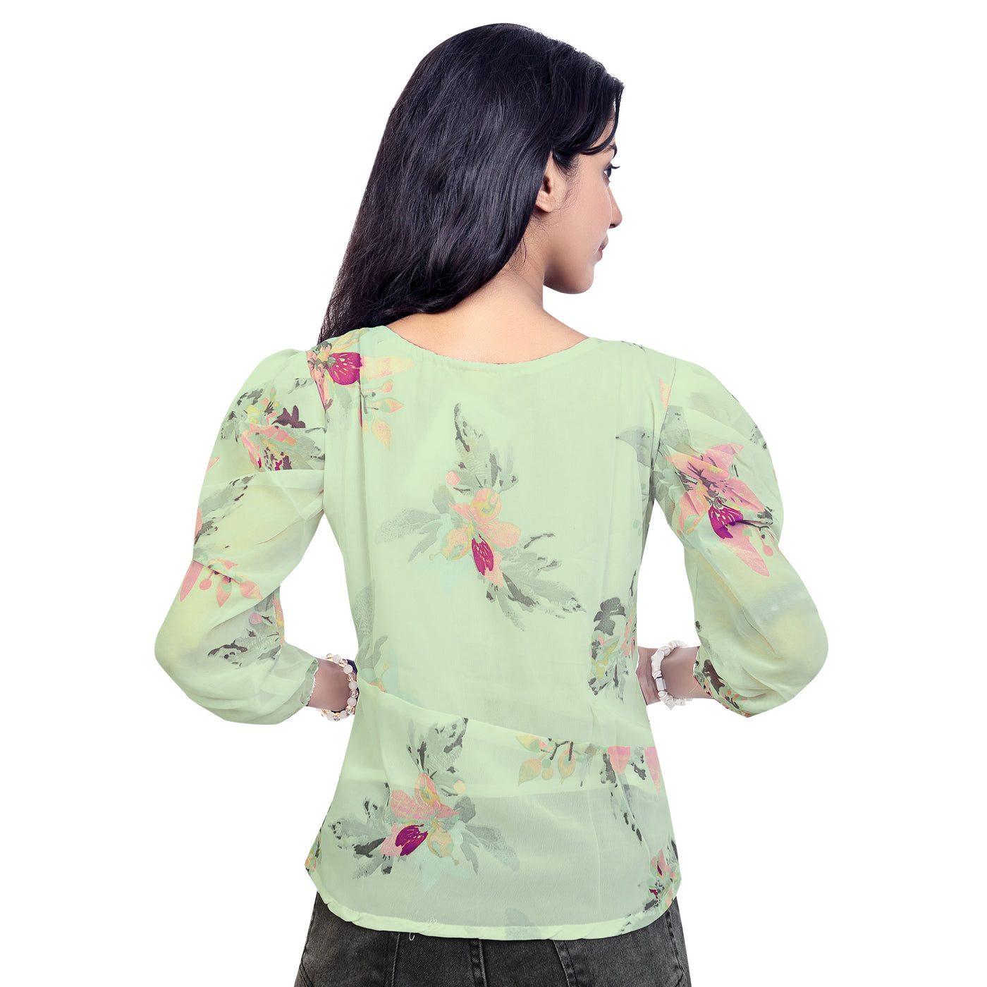 Stylish Floral Print Georgette Short Kurti Top for Girls & Women – Casual & Party Wear